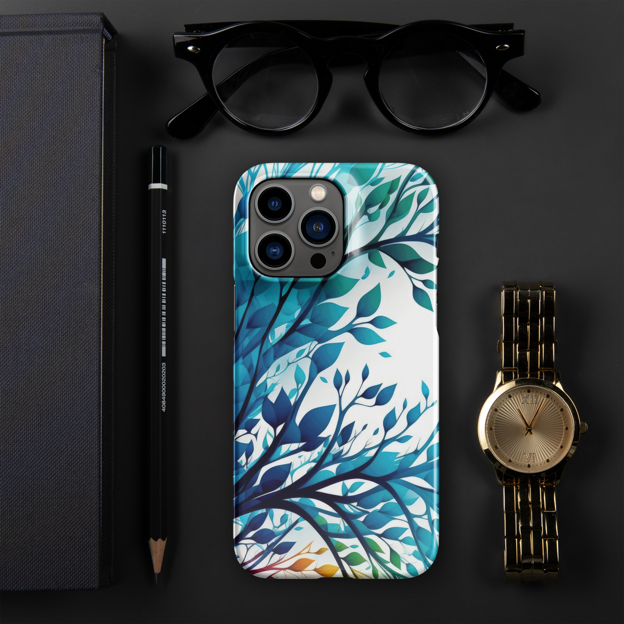 Snap case for iPhone® with rainbow branches pattern